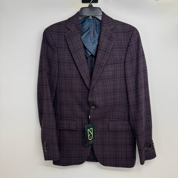 NWT Ted Baker Joy SPJ Men’s 38 R Purple Plaid Wool Blazer...